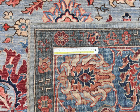 9x12 Gray Blue Aryana Afghan Hand Knotted Veg Dye Wool Area Rug
